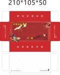私房菜红色古风复古抽纸盒展开图