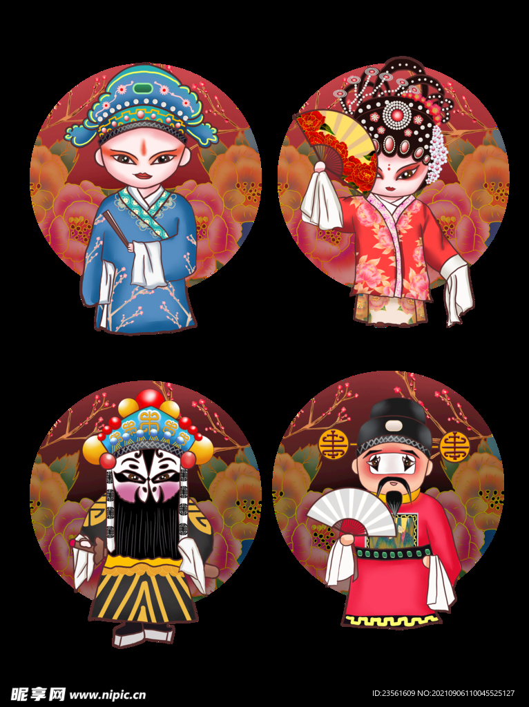 国粹戏曲插画 卡通京剧戏曲 戏