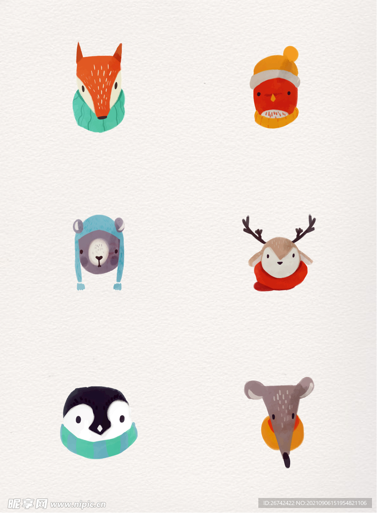 扁平化冬季动物