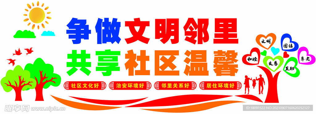 社区雕刻版面  文明邻里 