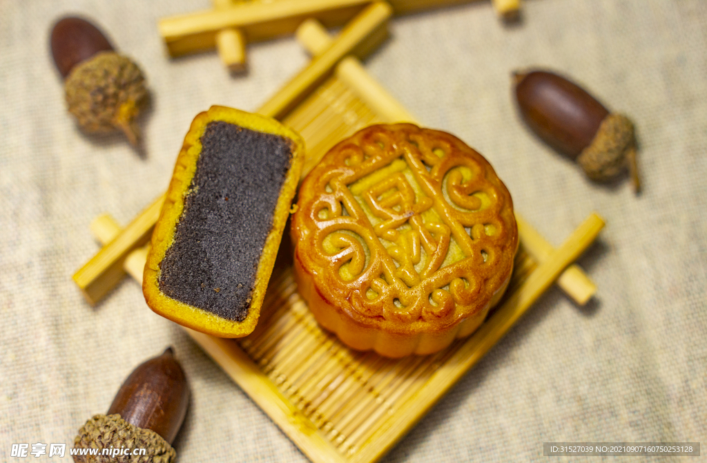 豆沙月饼高清拍摄素材