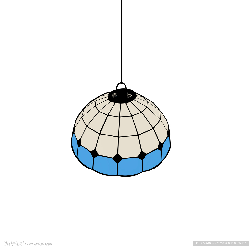 复古造型蓝色淡黄色矢量素材吊灯