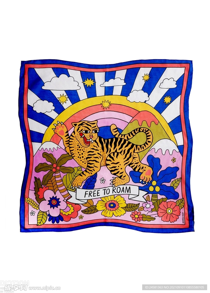 大牌男装老虎方巾