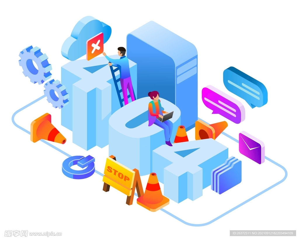 矢量网页丢失404页面插画