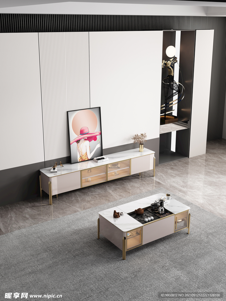 轻奢茶几电视柜