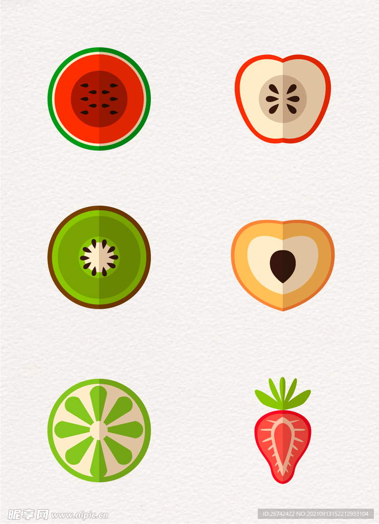 扁平化卡通水果