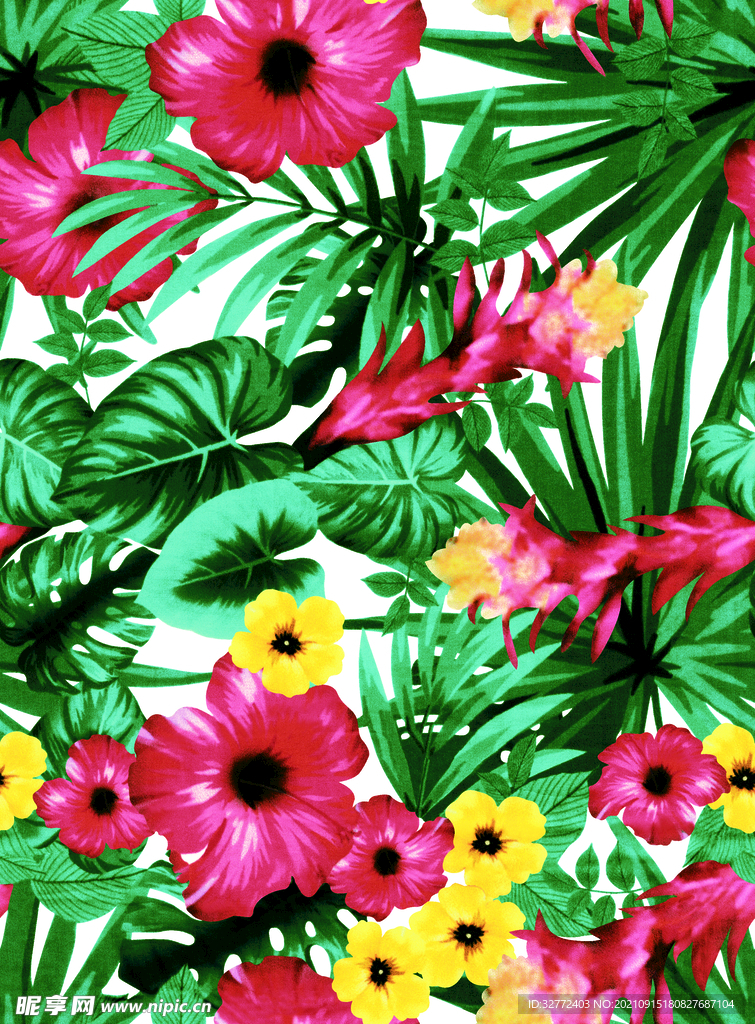 大牌 手绘花 数码印花