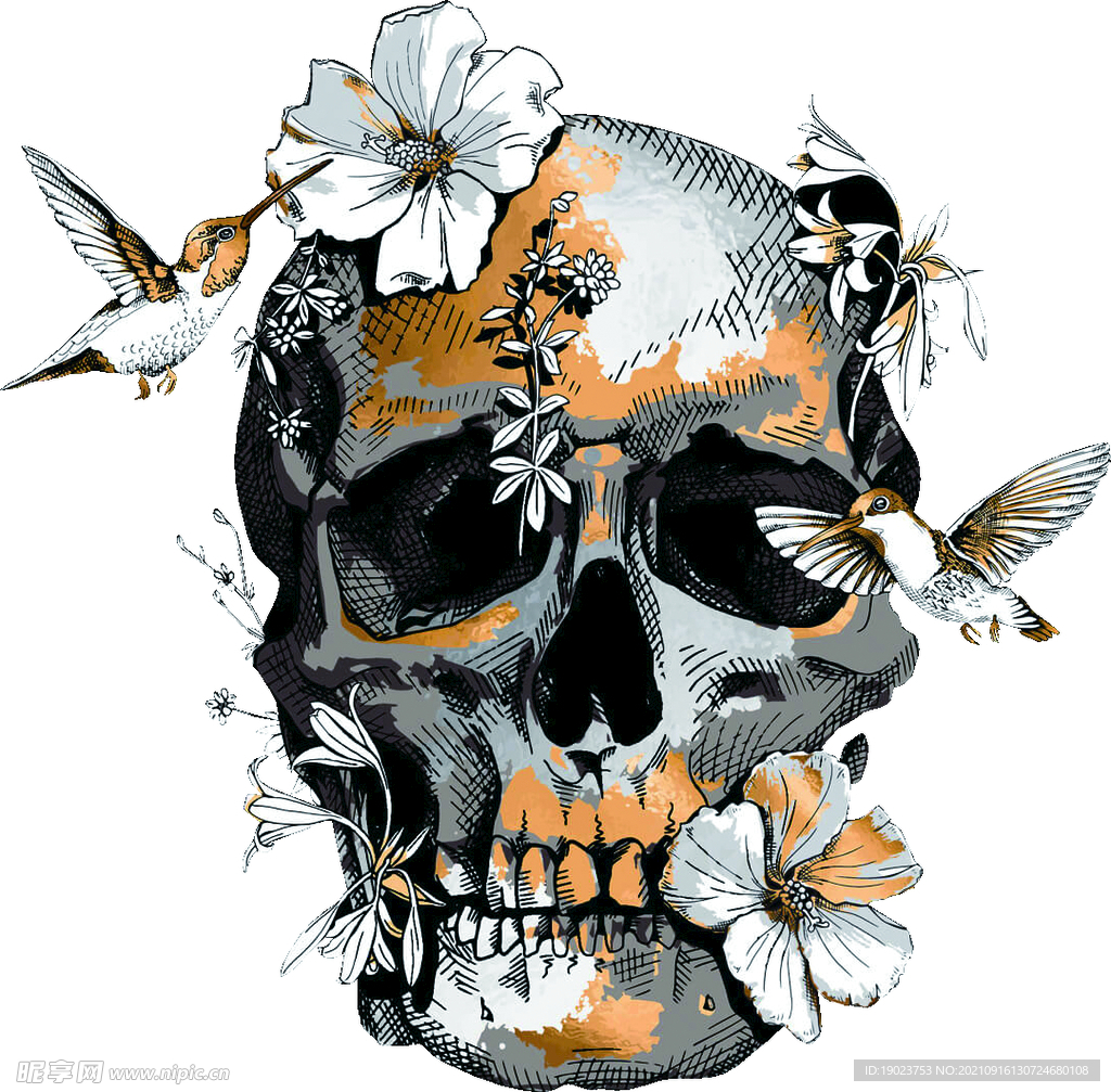 手绘骷髅头男装定位