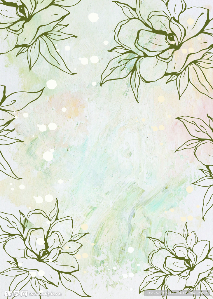 唯美手绘线条花背景