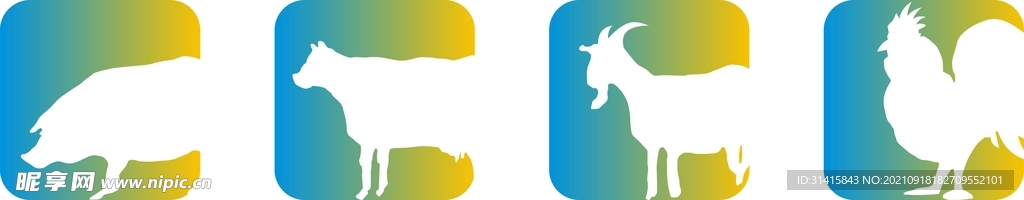 猪 牛 羊 鸡 矢量图