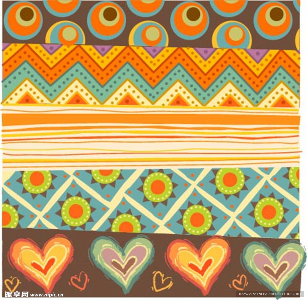 手绘花朵与心形