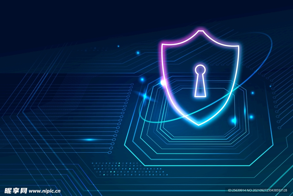 智能防护盾科技海报矢量