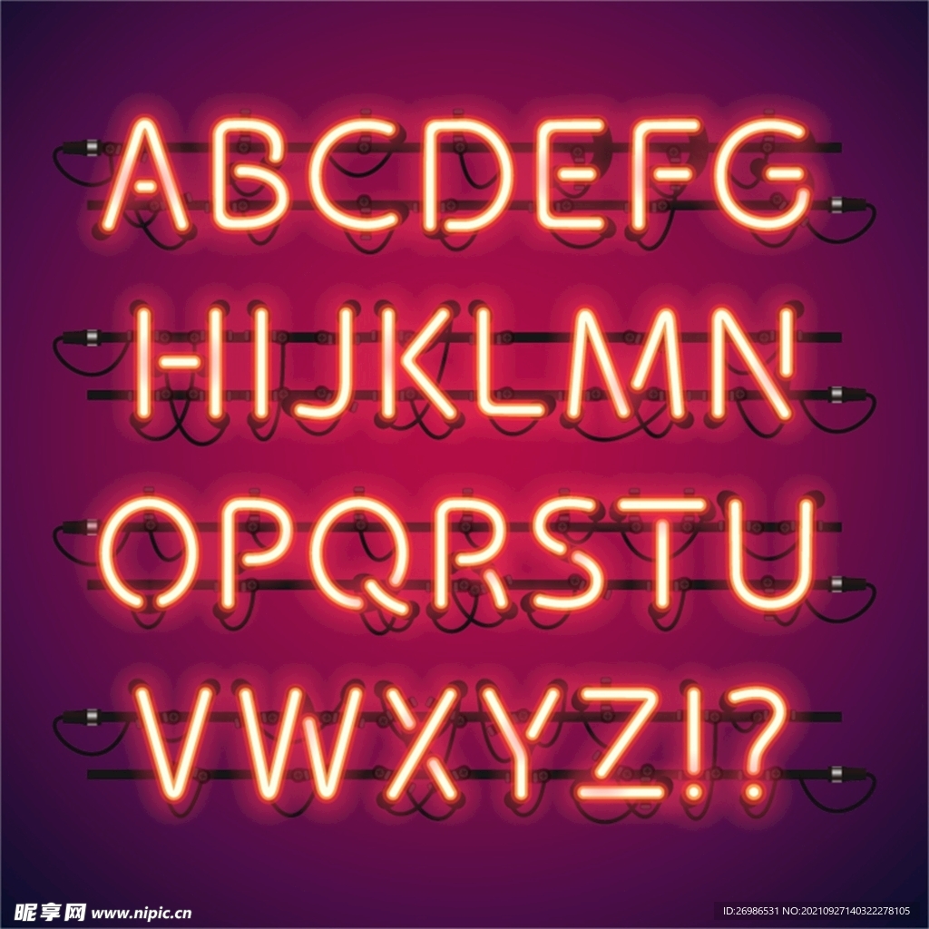 霓虹灯字母和符号