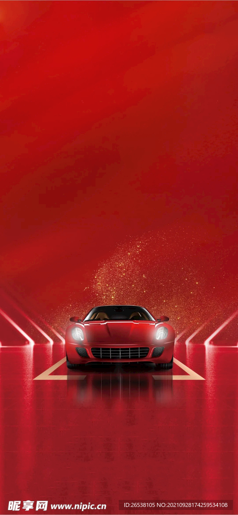 红色背景汽车