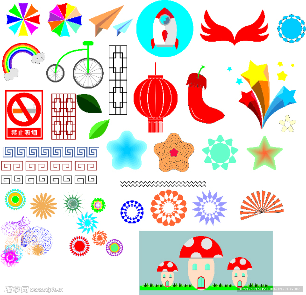 夏日卡通可爱 花纹素材