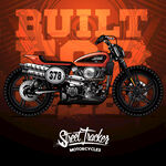 手绘插画炫酷摩托车橙色