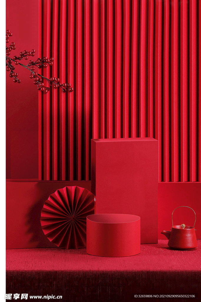 红色高庆大图背景场景金色