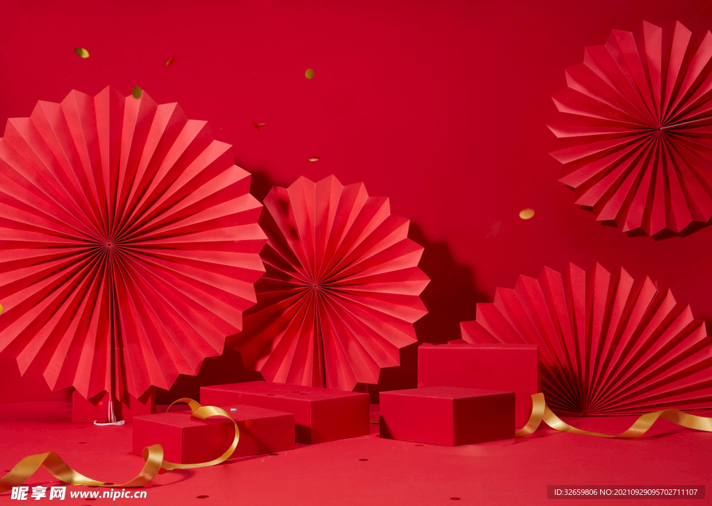 红色高庆大图背景场景金色