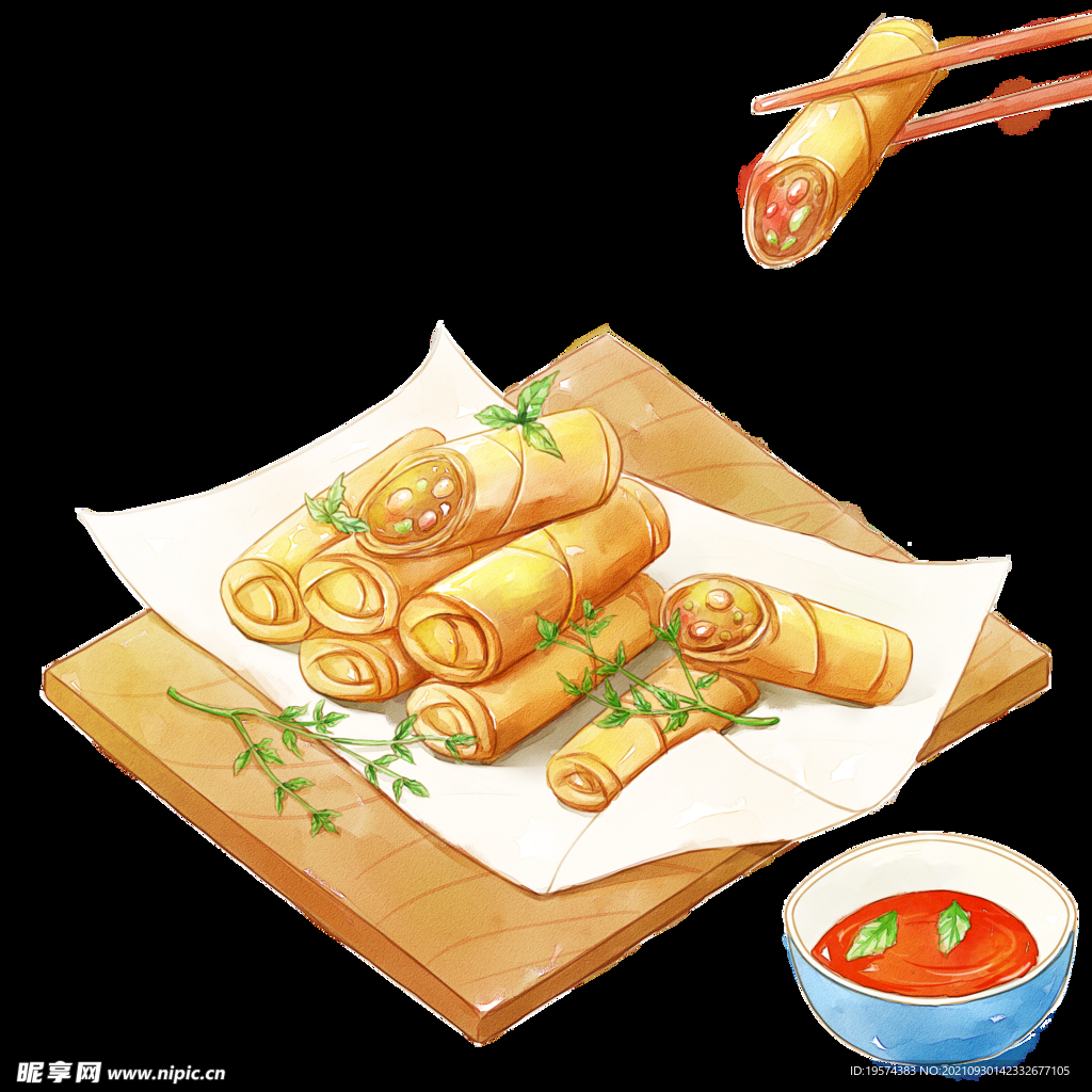 png手绘炸春卷
