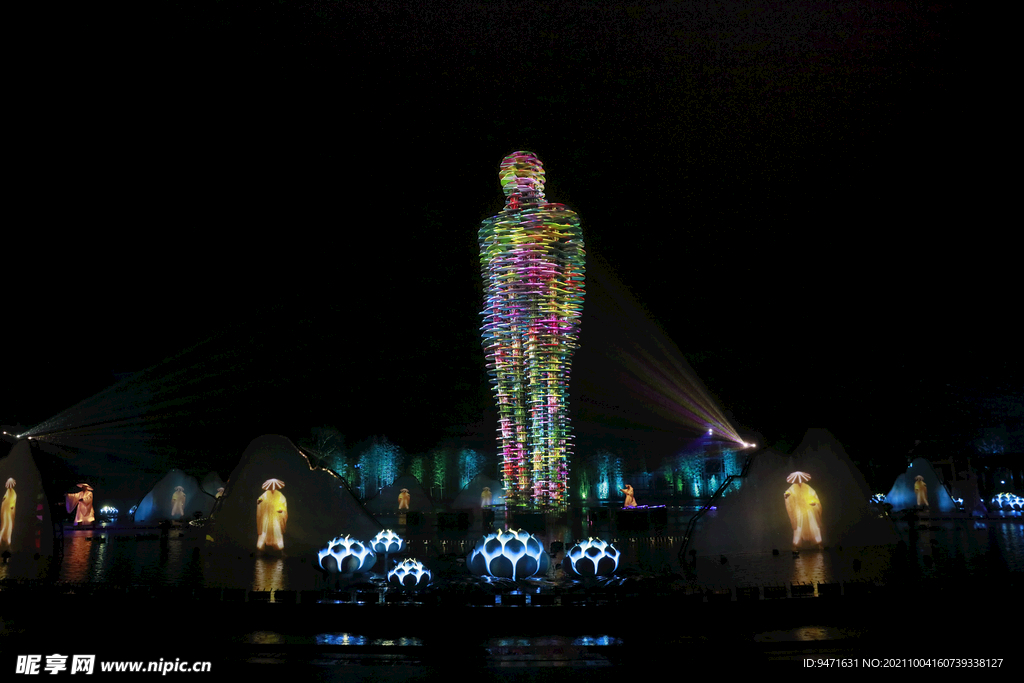 拈花湾夜景灯光雕塑