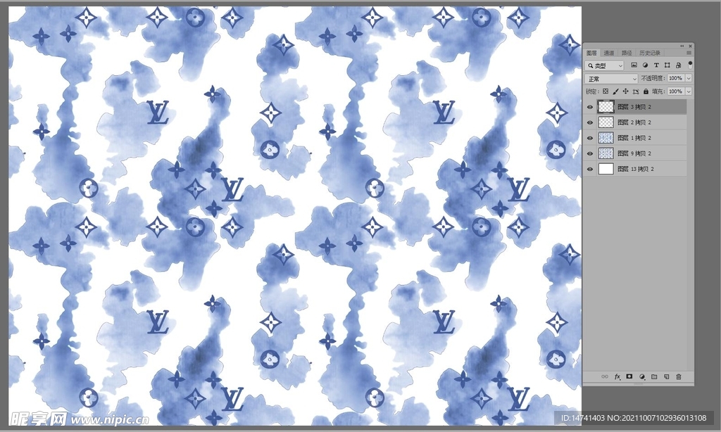 路易威登云雾喷绘水墨风印花