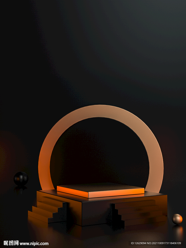 黑金C4D手机端海报背景图片