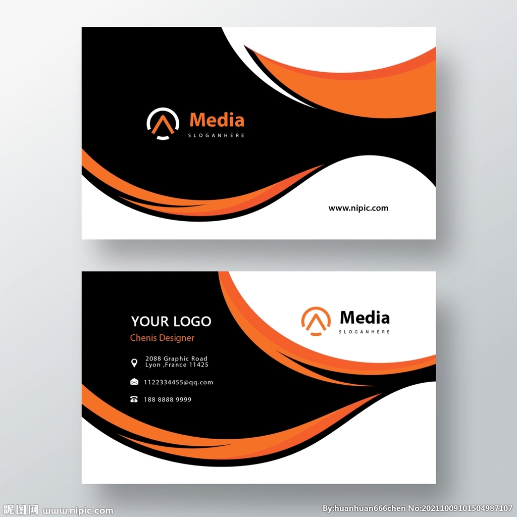 橙黑拼色名片