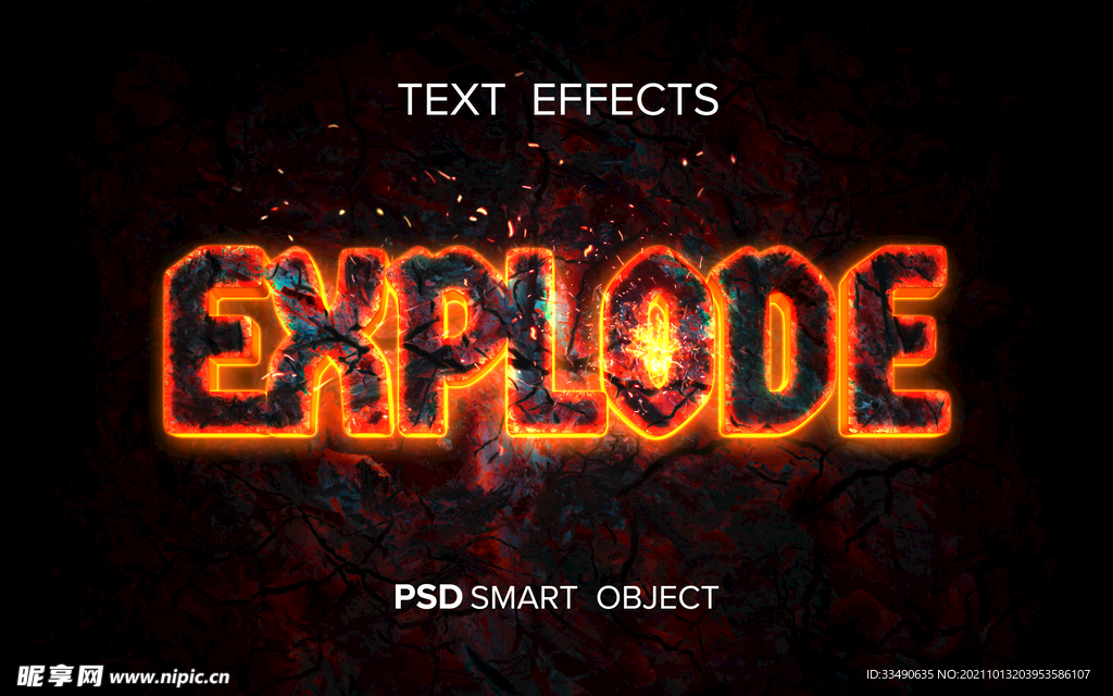 创意火文字效果 Psd