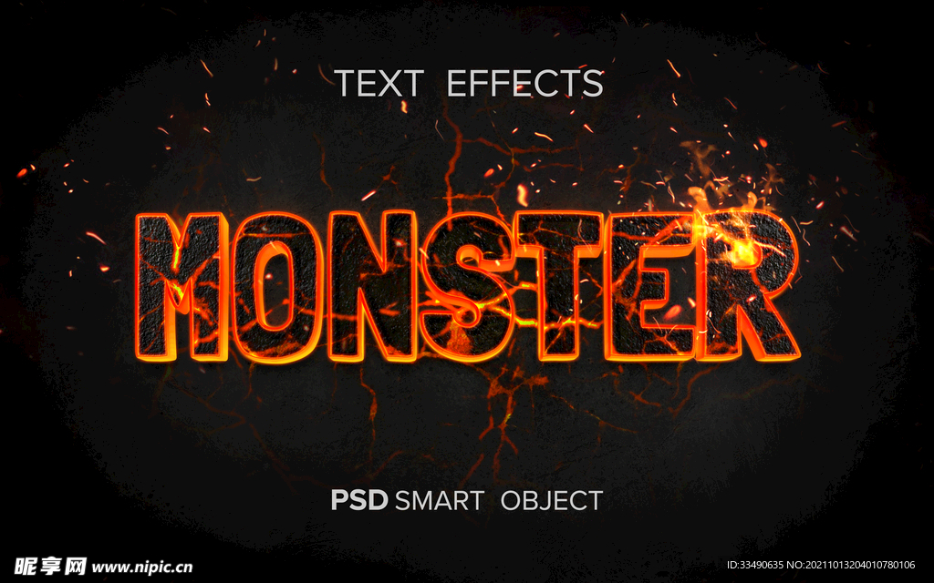 创意火文字效果 Psd