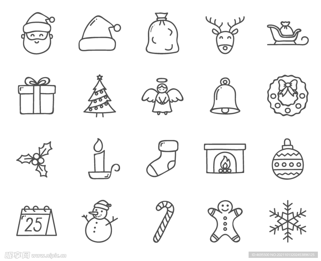 圣诞元素图标 标志