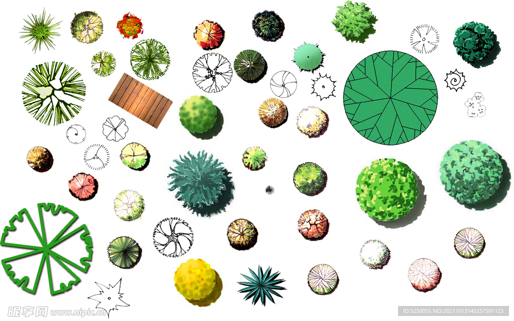手绘平面景观方案树贴图