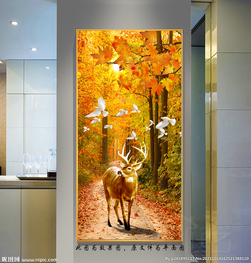 黄金大道麋鹿玄关画