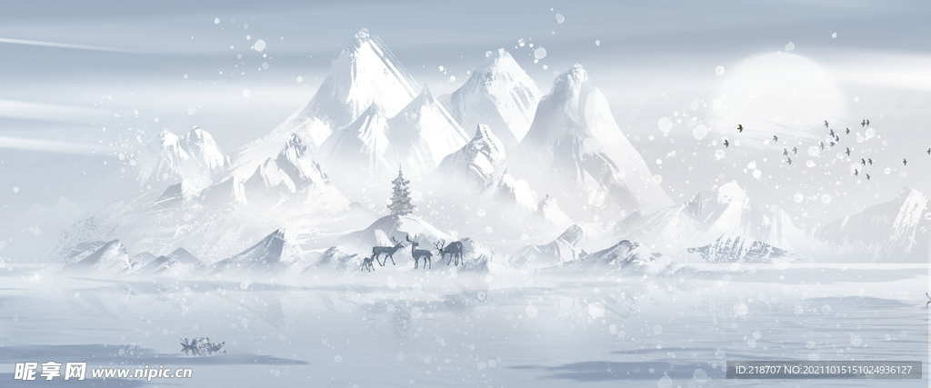 雪景山水画