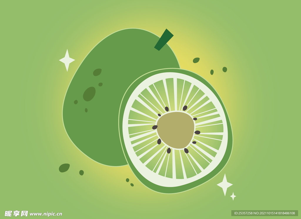 猕猴桃矢量插画海报包装素材