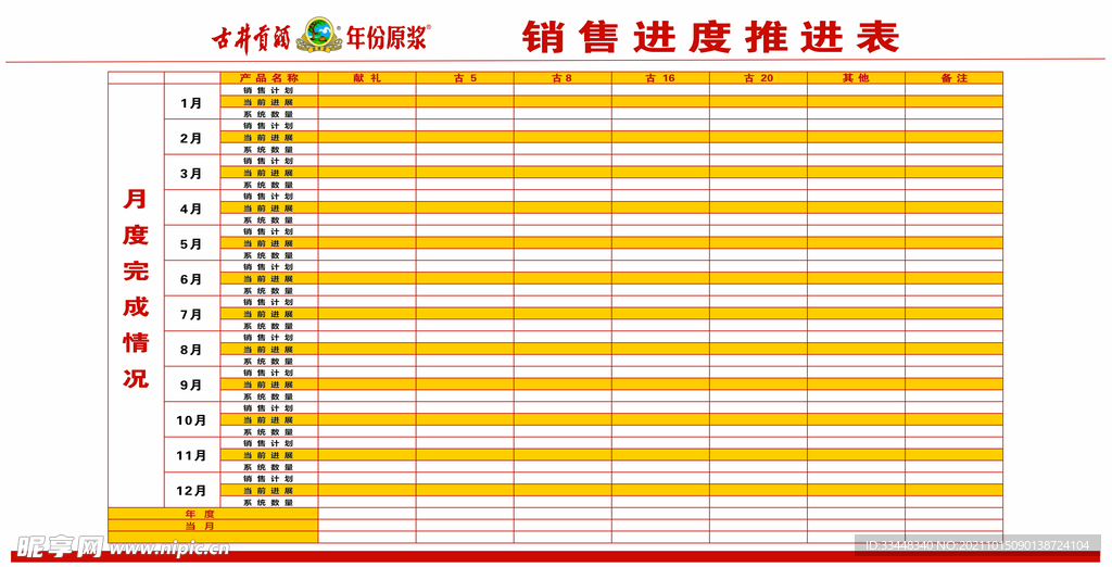 销售进度推进表 销售任务