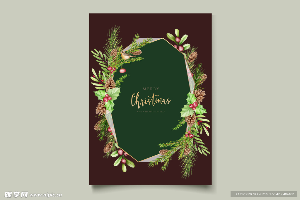 手绘水彩圣诞背景矢量