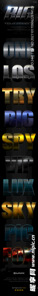 精品PS可编辑3D文字特效效果