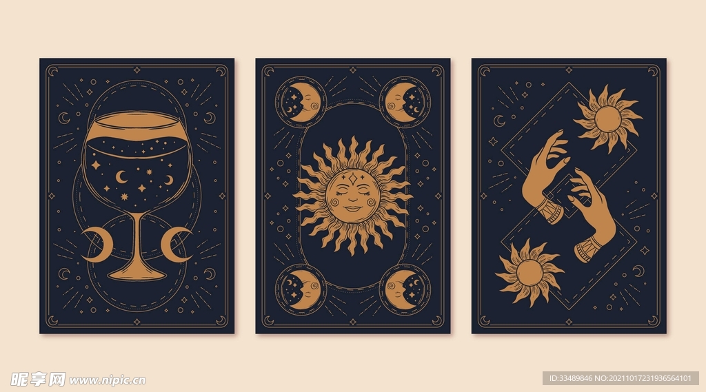 手绘神秘塔罗牌集合