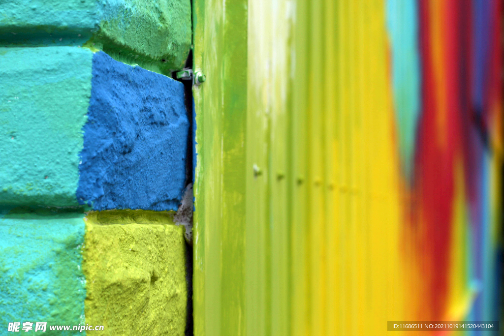 彩色艺术瓷砖墙面背景材质底纹