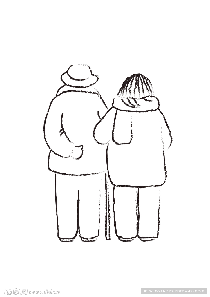 手绘老人线稿