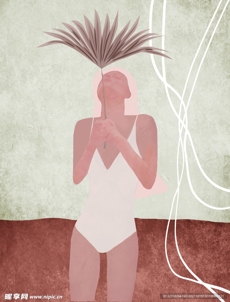 人物手绘插画装饰画