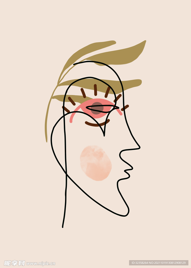 抽象人物手绘插画装饰画