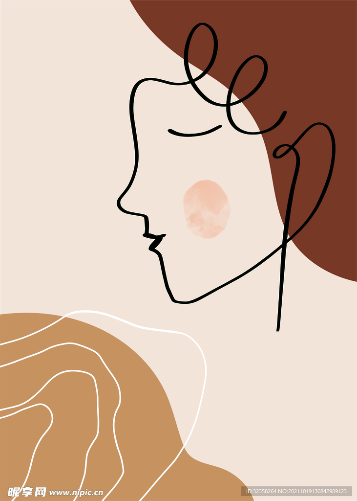 抽象人物手绘插画装饰画