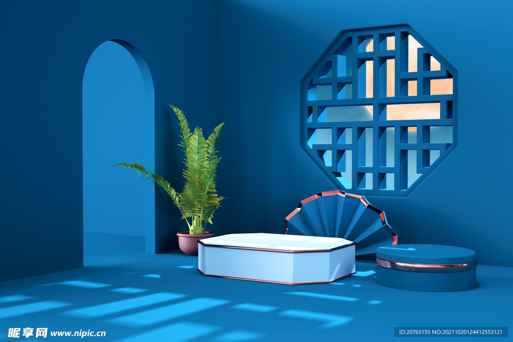 电商海报背景 C4D国风