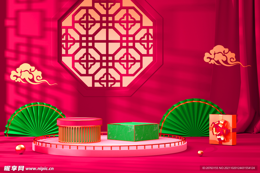 电商海报背景 C4D国风