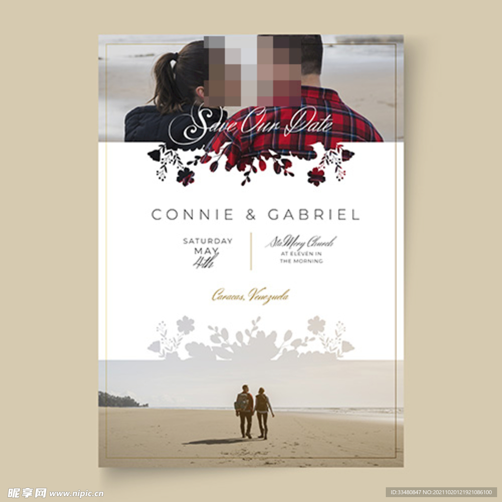 简约风格的婚礼菜单矢量