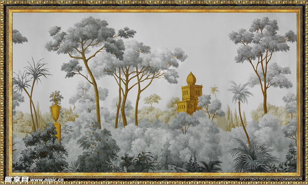 黑白树林装饰画