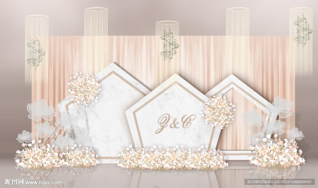 香槟色迎宾区婚礼效果图