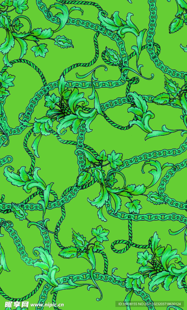 大牌 数码 印花 链条 效果