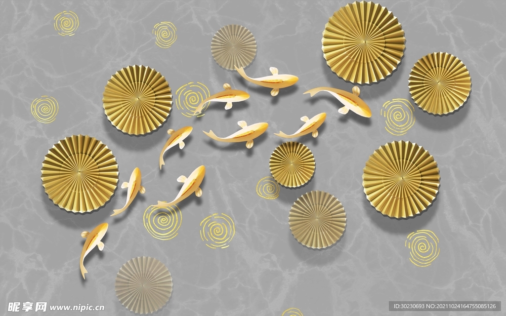 新中式鱼群背景墙